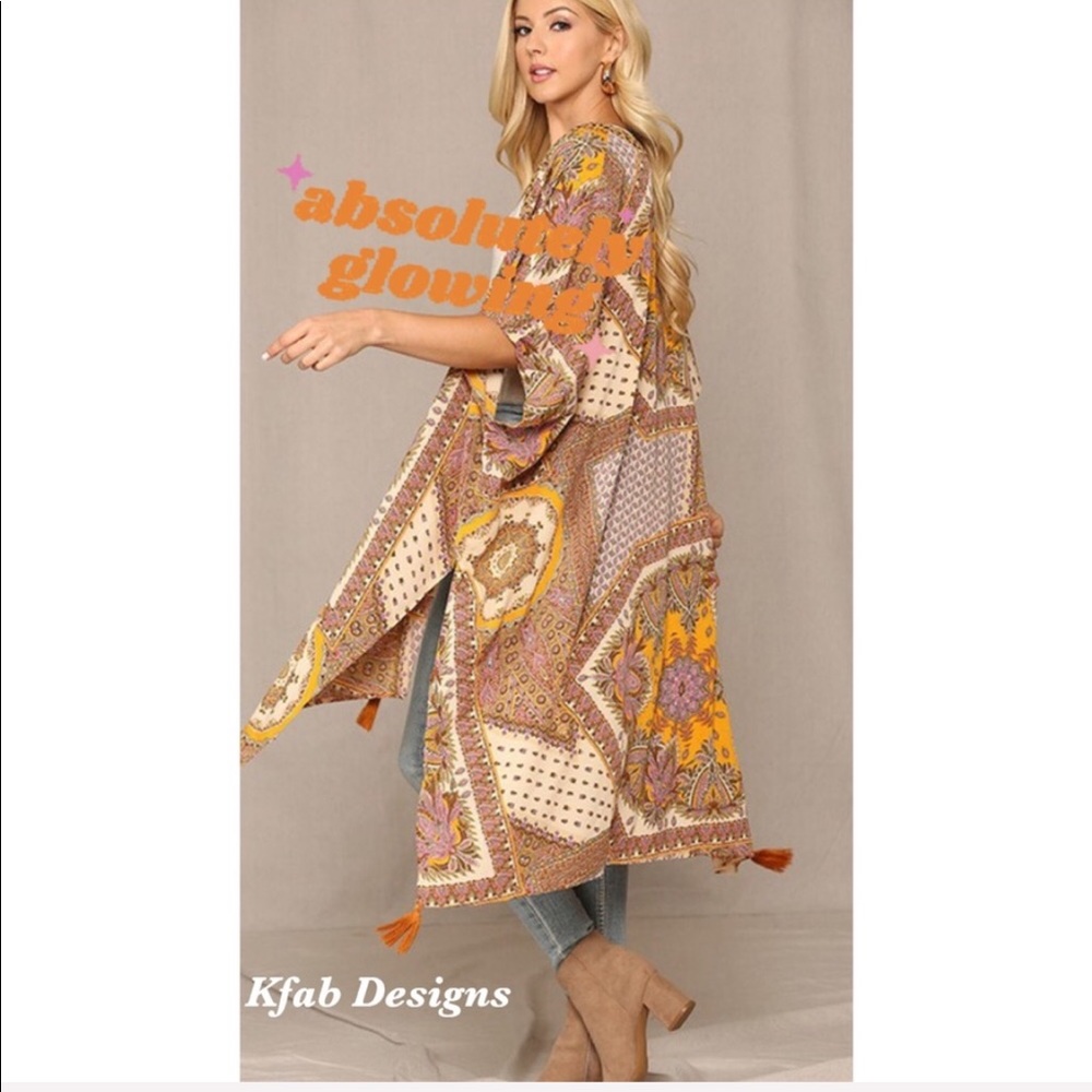 ❤️LAST! Gold Multi Animal Print Tassel Kimono! - Picture 6 of 7